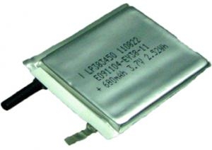 LP383450 650mAh 2.4Wh Li-Polymer 3.7V 3.8x34x50mm