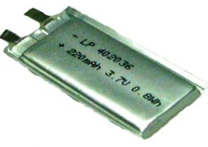 LP402036 220mAh 0,8 Wh Li-Polymer 3,7 V 4x20x41 mm