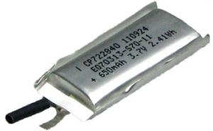 LP722840 650mAh 2,6 Wh Li-Polymer 3,7 V 7,2 x 28 x 40 mm