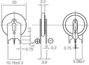 CR2032-SDN3 3,0V 2x1 vertikální vzdálenost 10,2 mm